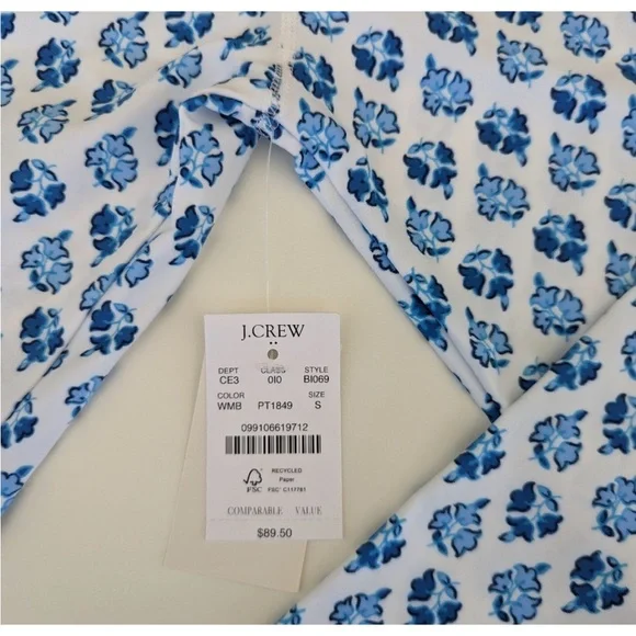 NWT! J. Crew Blue and White Pretty Blockprint rashguard - Picture 6 of 10